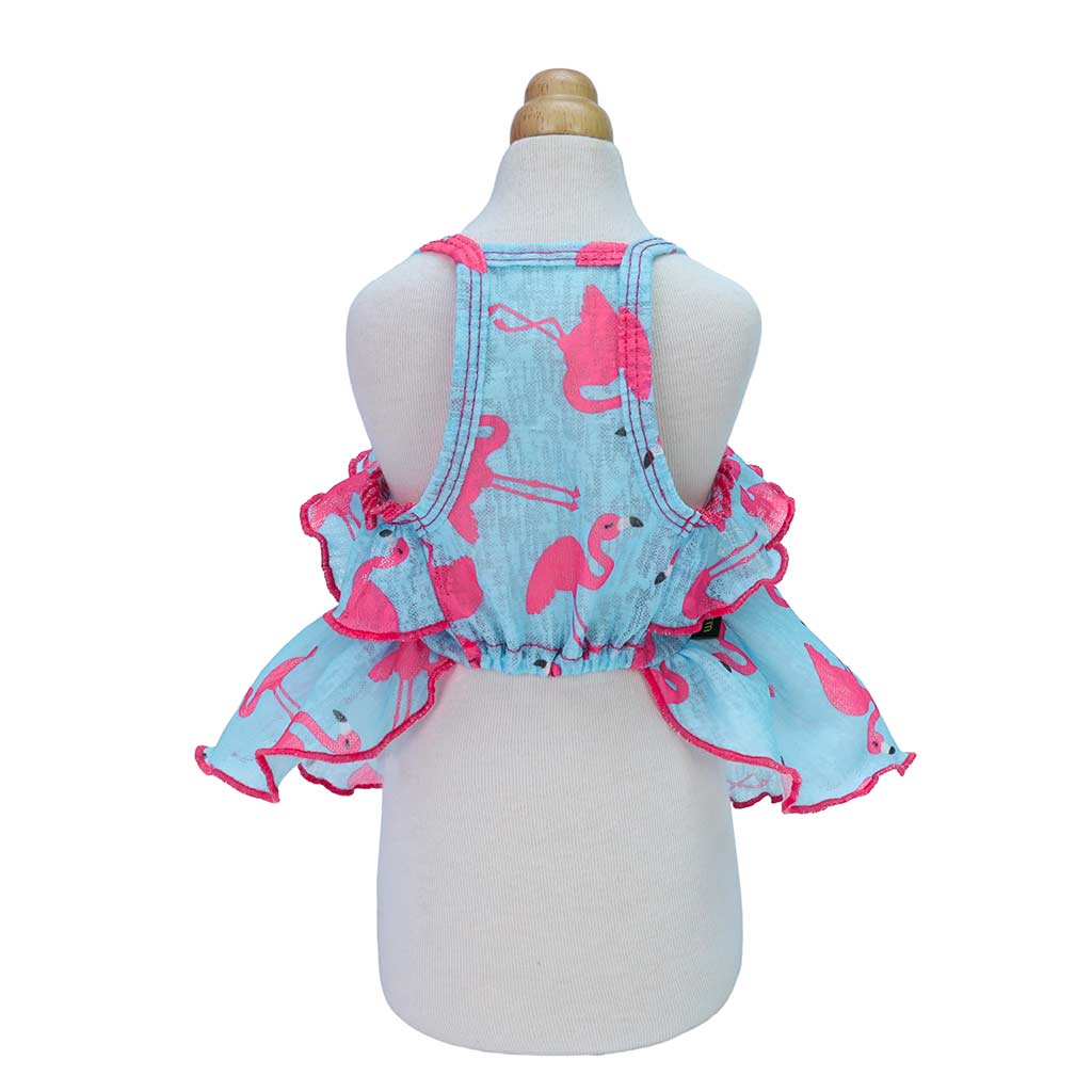 blue dress with pink flamingos Flamingo Dress Girl's Dress With Flamingo Flamingo Dancer Toddler Dress Flamingo Light Blue Dress Sleeveless Dress Summer Dress
