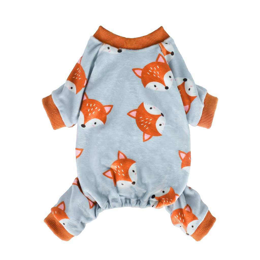Cozy Dog Pajamas with Cute Fox Print and Orange Cuffs - Fitwarm Dog Clothes