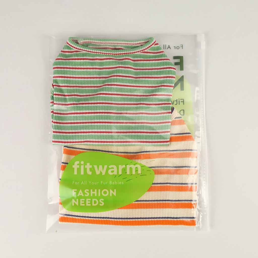 Stylish Orange and Green Dog Shirts with Stripes - Fitwarm Dog Clothes