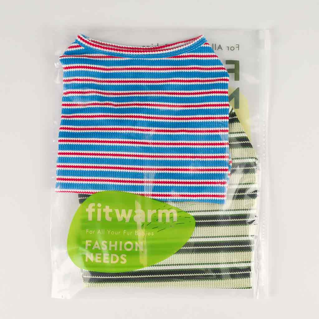 Stylish 2 Pack Waffle Striped Dog Shirts - Fitwarm Dog Clothes
