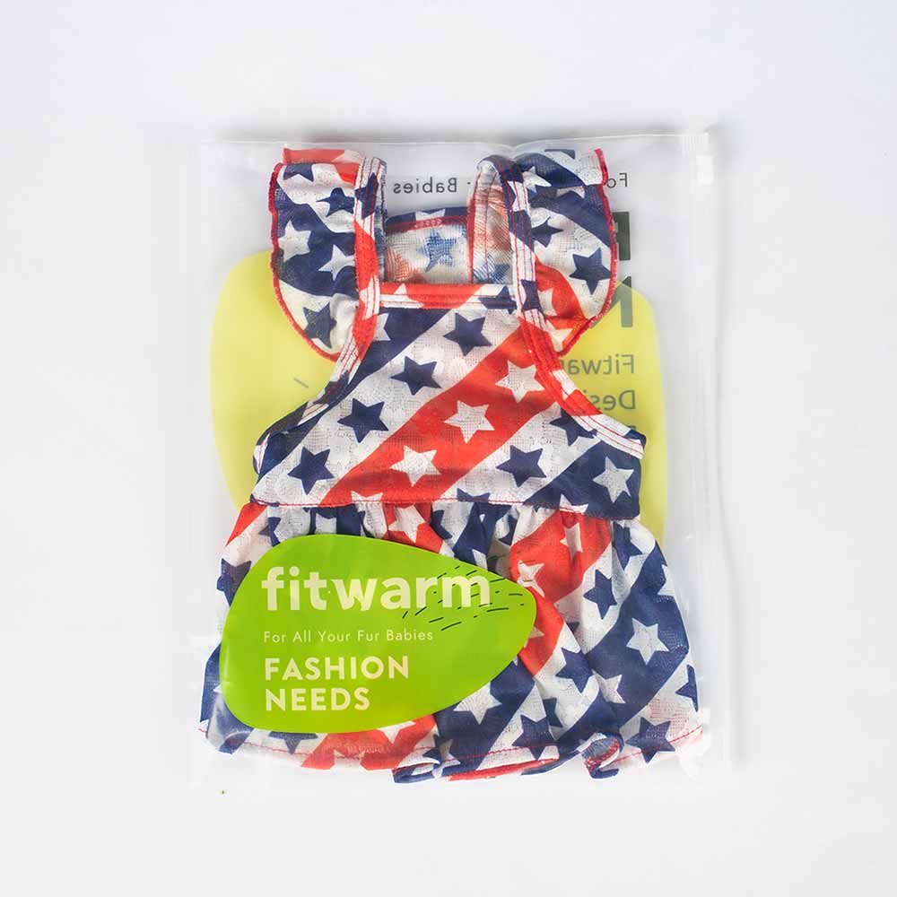 4th of July Themed Dog Dress with Stars - Fitwarm Dog Clothes