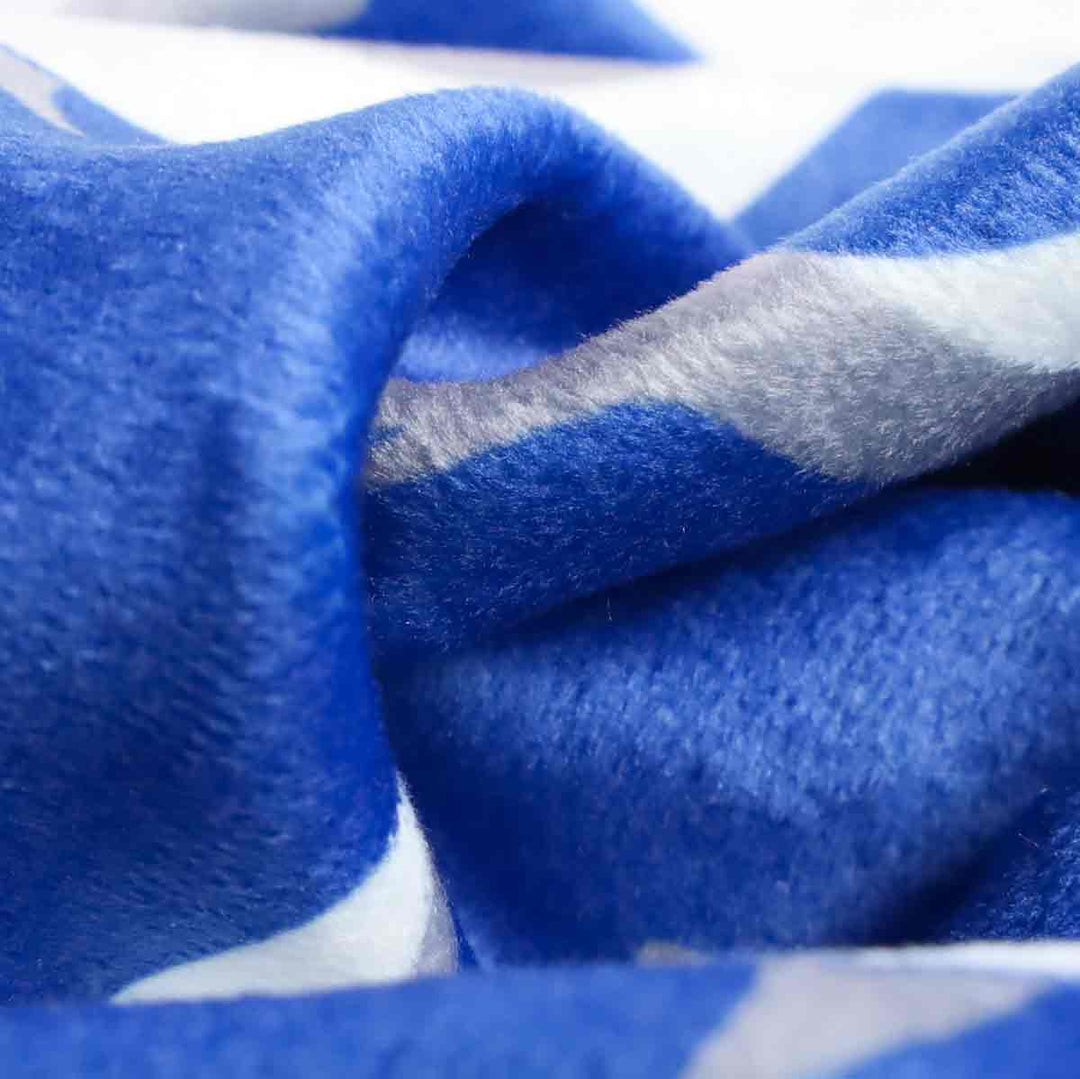 Blue velvet dog pajamas fabric detail, soft and cozy, part of the shark pajamas collection