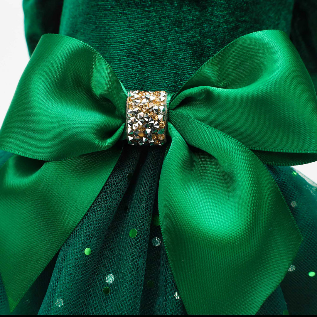 Glittery Princess Look Dog Tulle Dress | Fancy - Fitwarm DarkGreen / XX-SMALL Glittery Princess Look Dog Tulle Dress | Fancy - Fitwarm DarkGreen / XX-SMALL