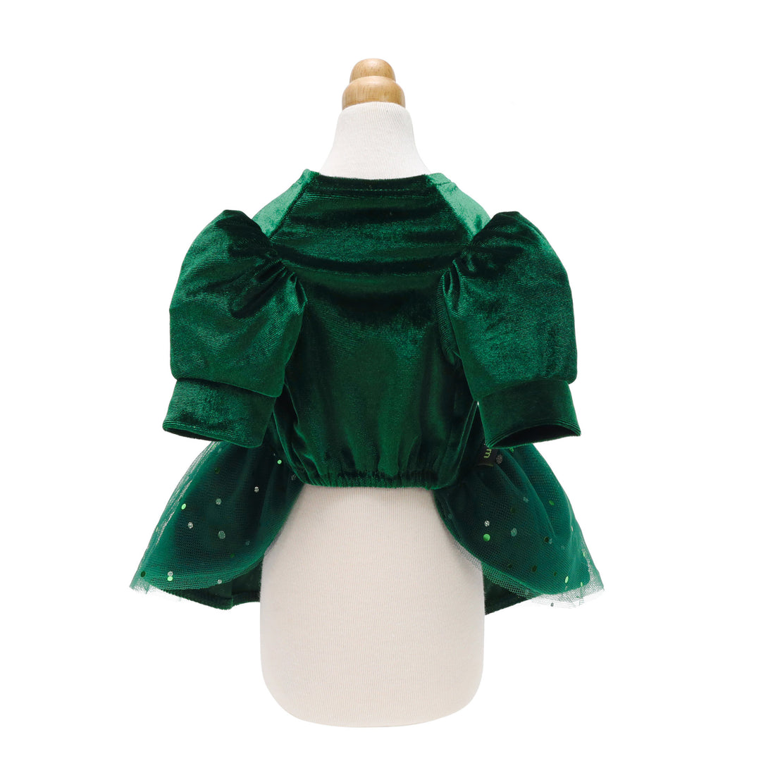 green velvet dog dress Green Dog Dress, Stretch Velvet, Comfortable Pet Outfit