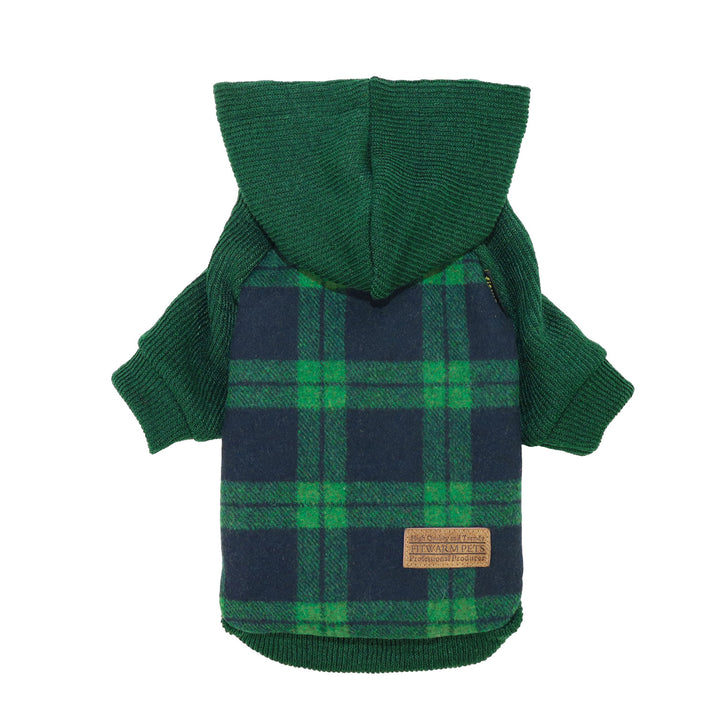 Knitted Plaid Dog Christmas Hoodie Green - Fitwarm