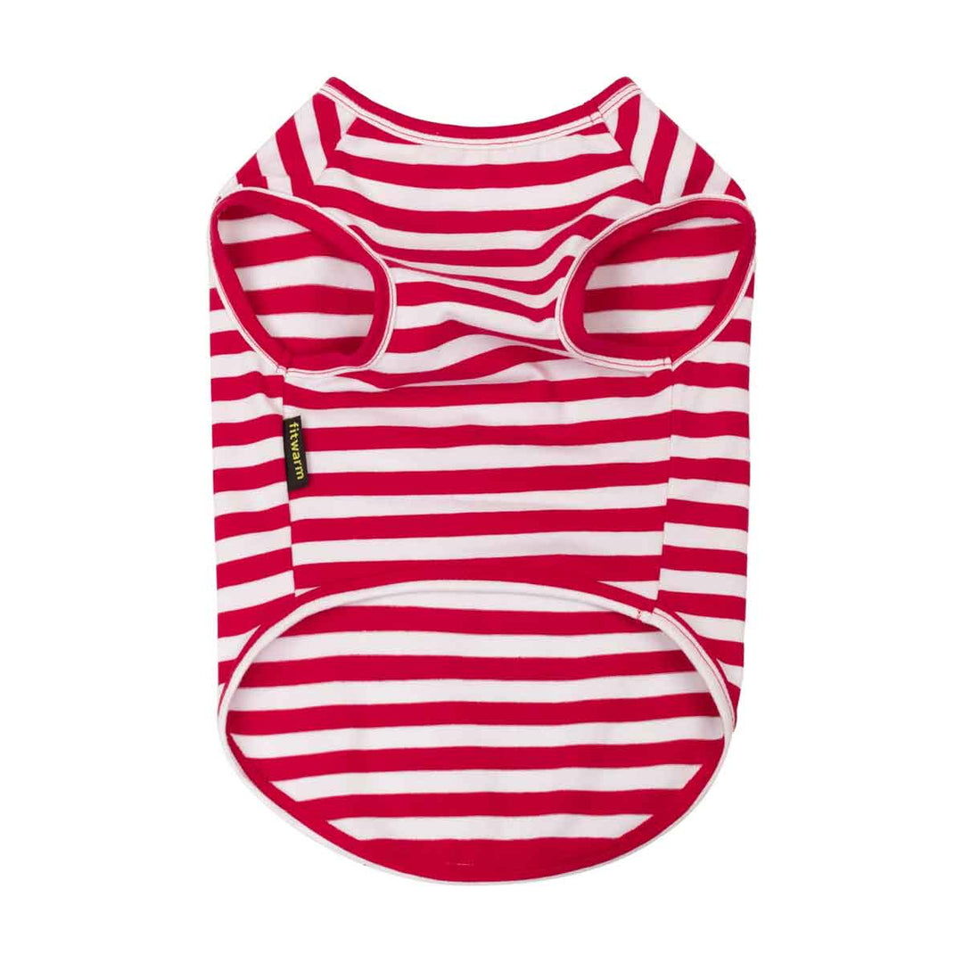 Red and white striped shirt for dogs on a white background