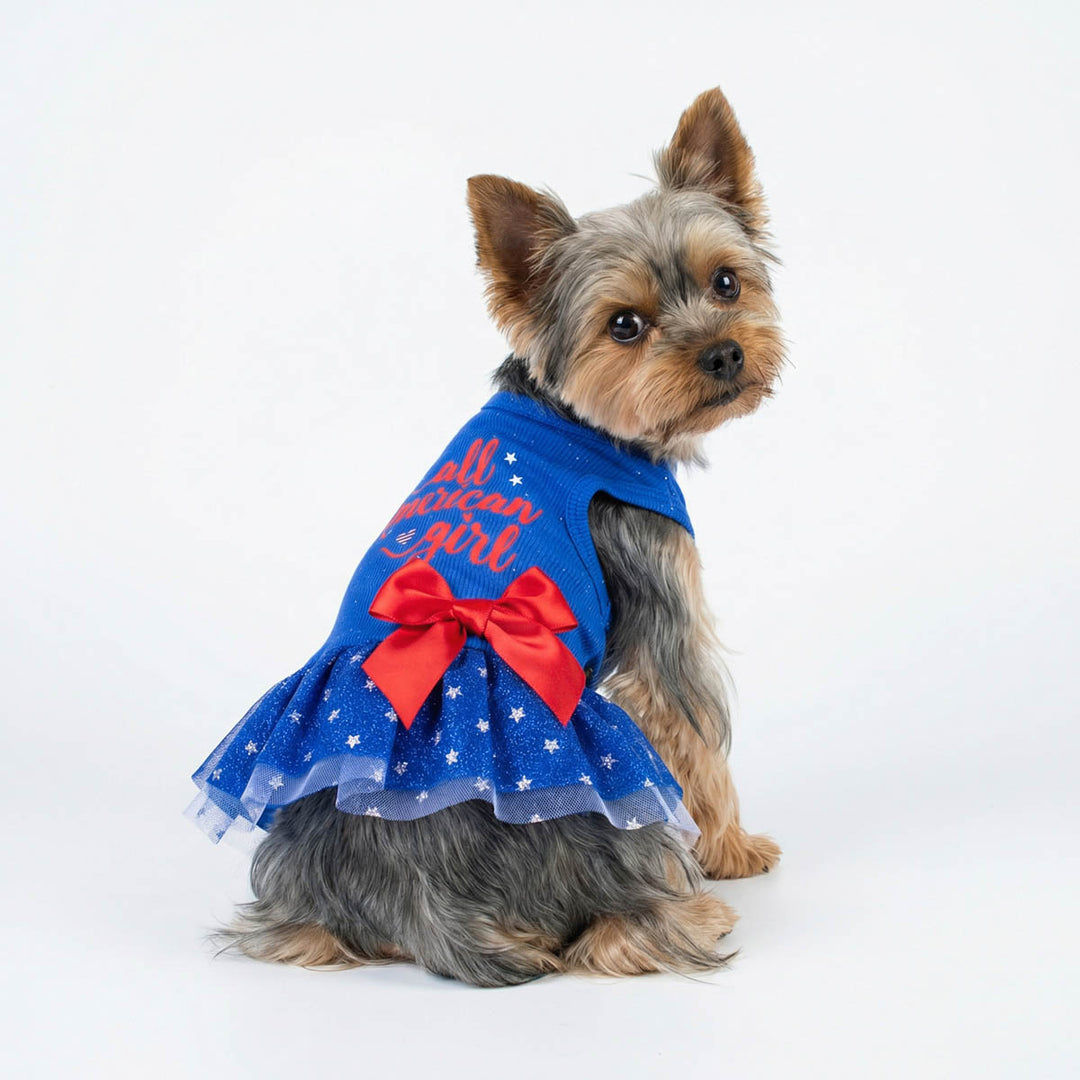 blue dog dress All American Girl Dog Dress
