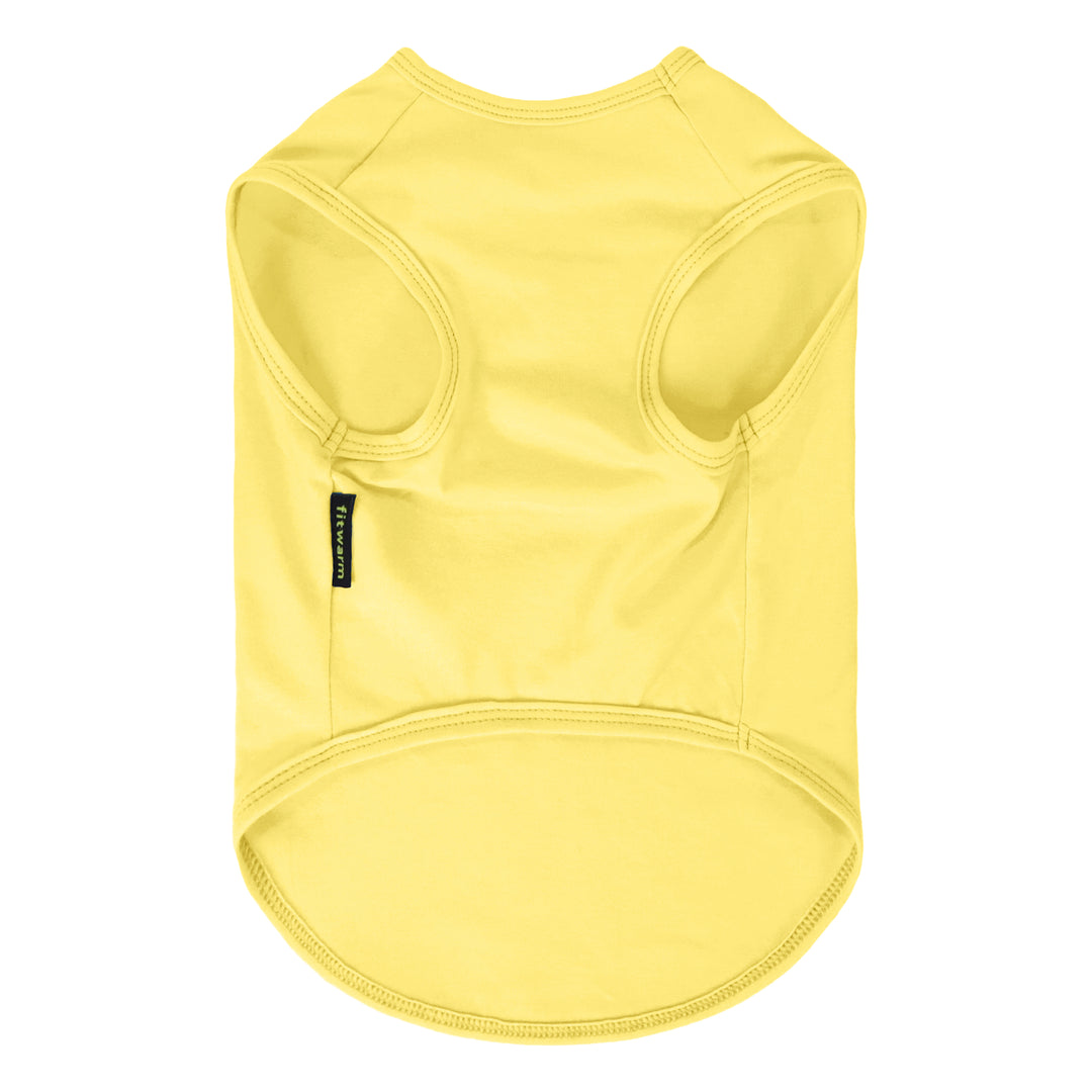 Yellow dog tank top on a white background