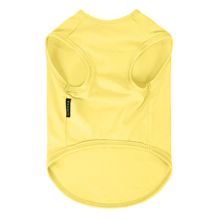 Yellow dog tank top on a white background