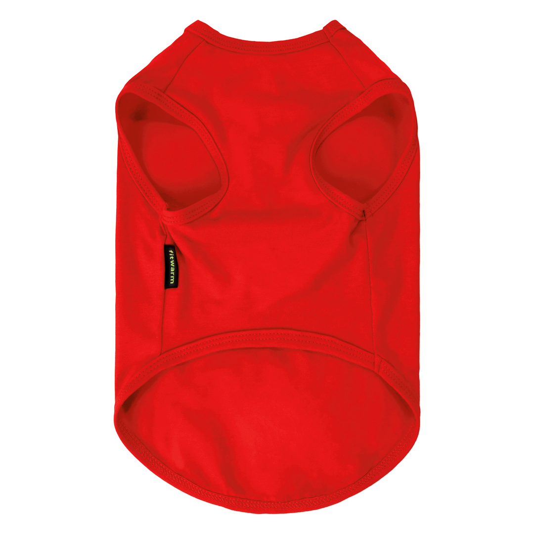 Red dog tank top showing on a white background