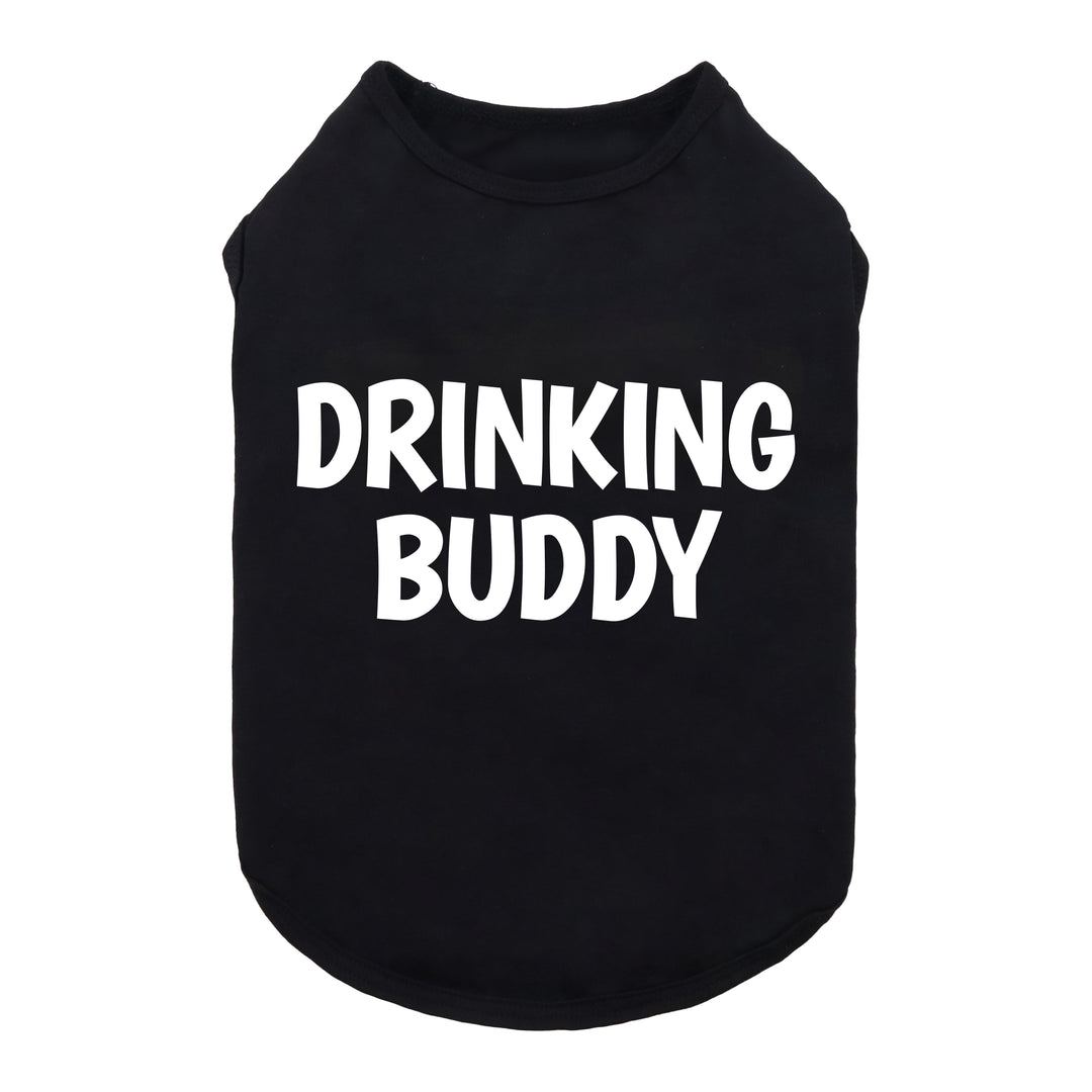 Black Dog Shirt With Drinking Buddy Lettring - Fitwarm Dog Clothes