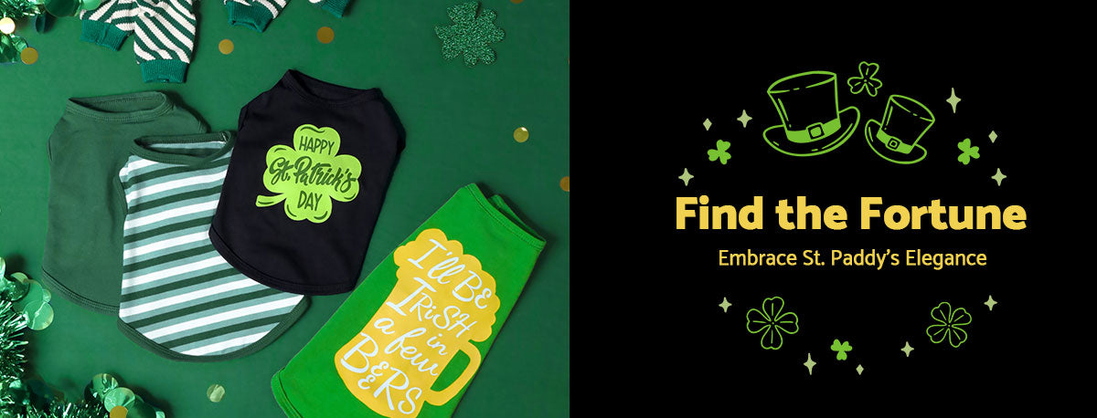 St. Patrick' s Day Collection - Dog Shirts with Four-Leaf Clover and Bear Patterns and Funny Lettering - 30% Off Dog St. Patrick's Day Dog Outfit - Fitwarm Dog Clothes