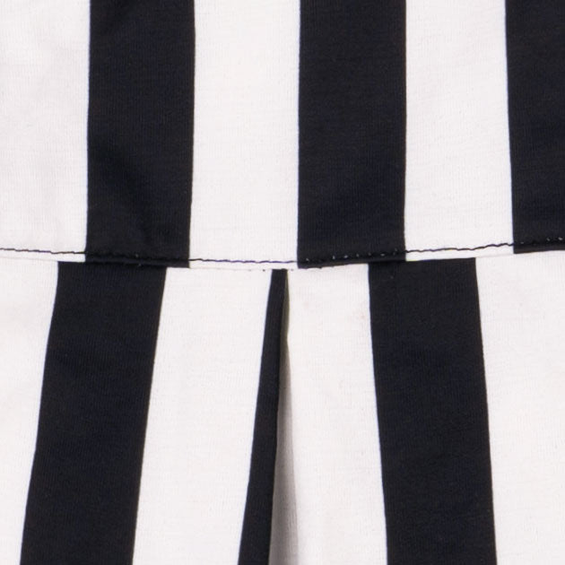 Soft cotton fabric close-up from the black striped dog shirt.