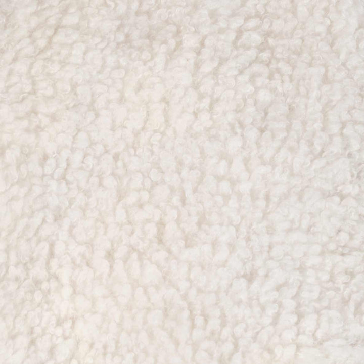 Soft white polyester fabric with plush, curly texture for a cozy dog Halloween sheep costume.