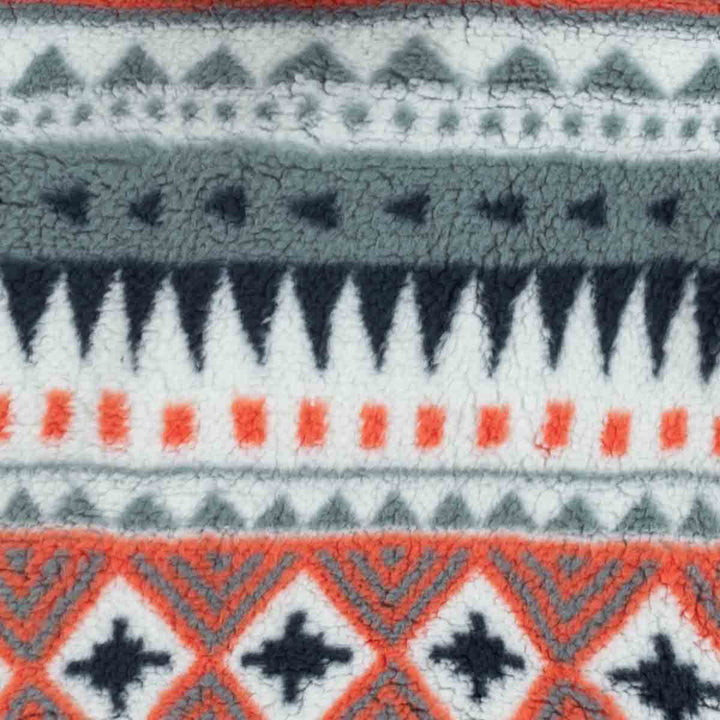 Detailed view of the soft fleece and tribal pattern on the dog hoodie fabric.