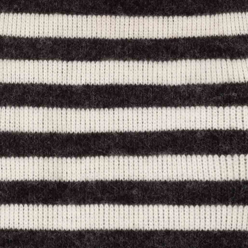 Close-up of a black and white striped knit fabric texture