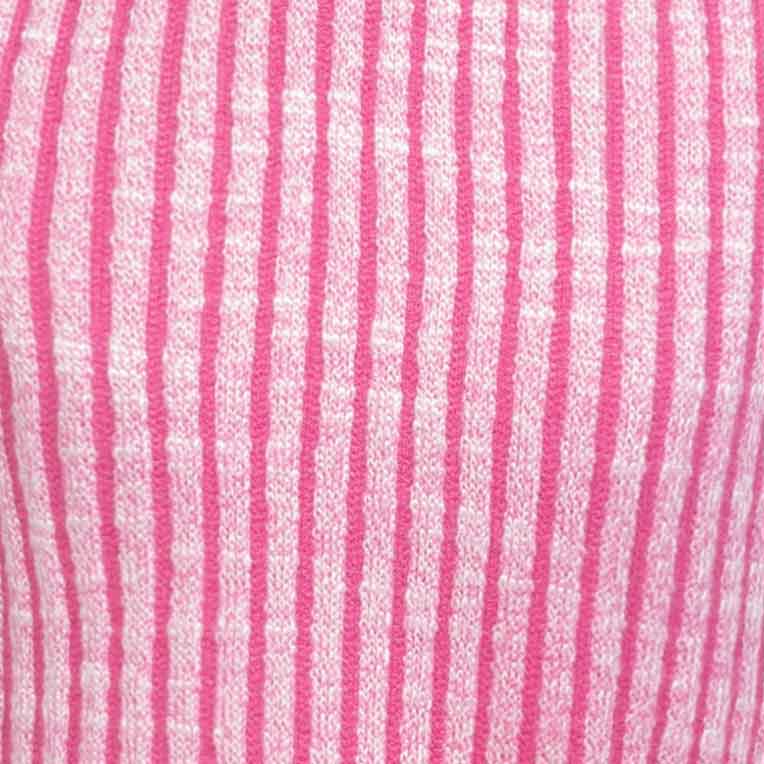 Close-up of pink and white striped knit fabric for dog dress.