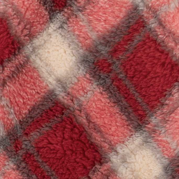 Red plaid dog pajamas with white cuffs, warm and cuddly look