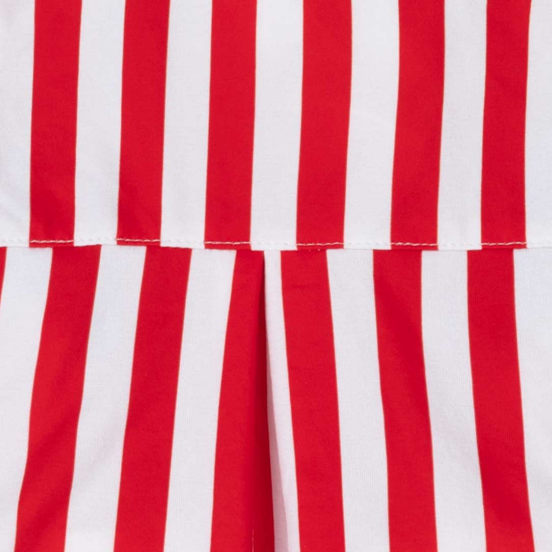 Close up of red and white stripe patterns