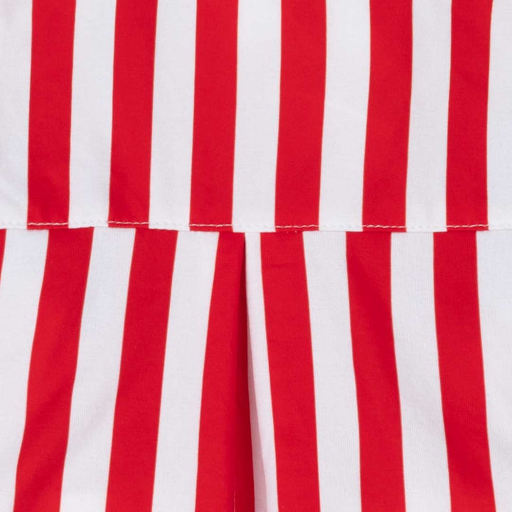 Close up of red and white stripe patterns