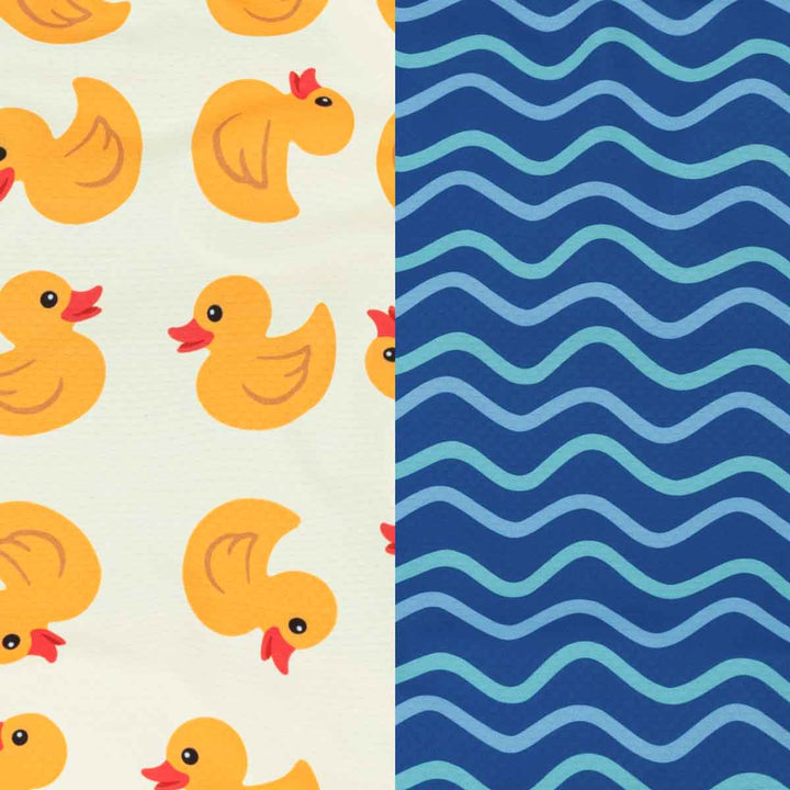 Lightweight dog UV shirt fabric with duck & ocean wave prints