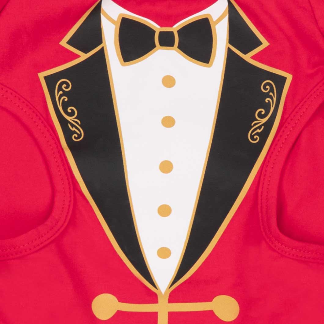 Elegant ringmaster texudo prints on dog Halloween costume