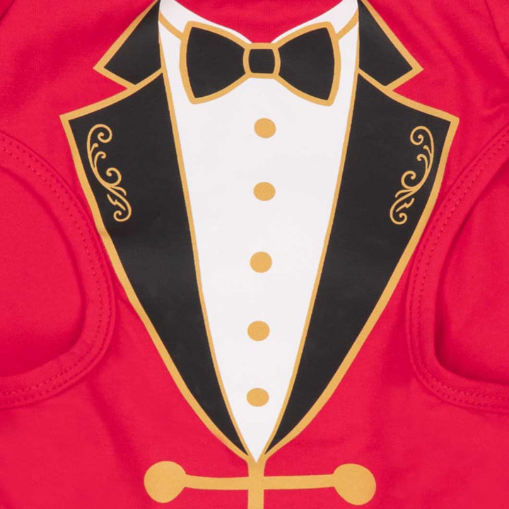 Elegant ringmaster texudo prints on dog Halloween costume