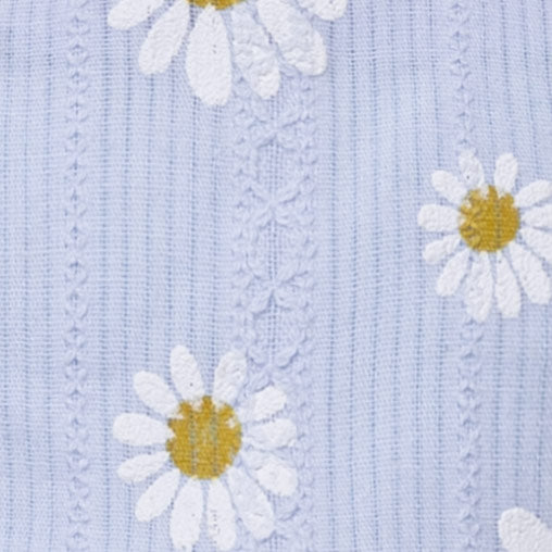 Floral pattern with white daisies on a light blue textured background