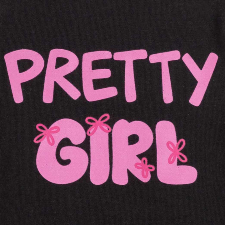 Close up of 'Pretty Girl' lettering and bow prints on dog tulle dress