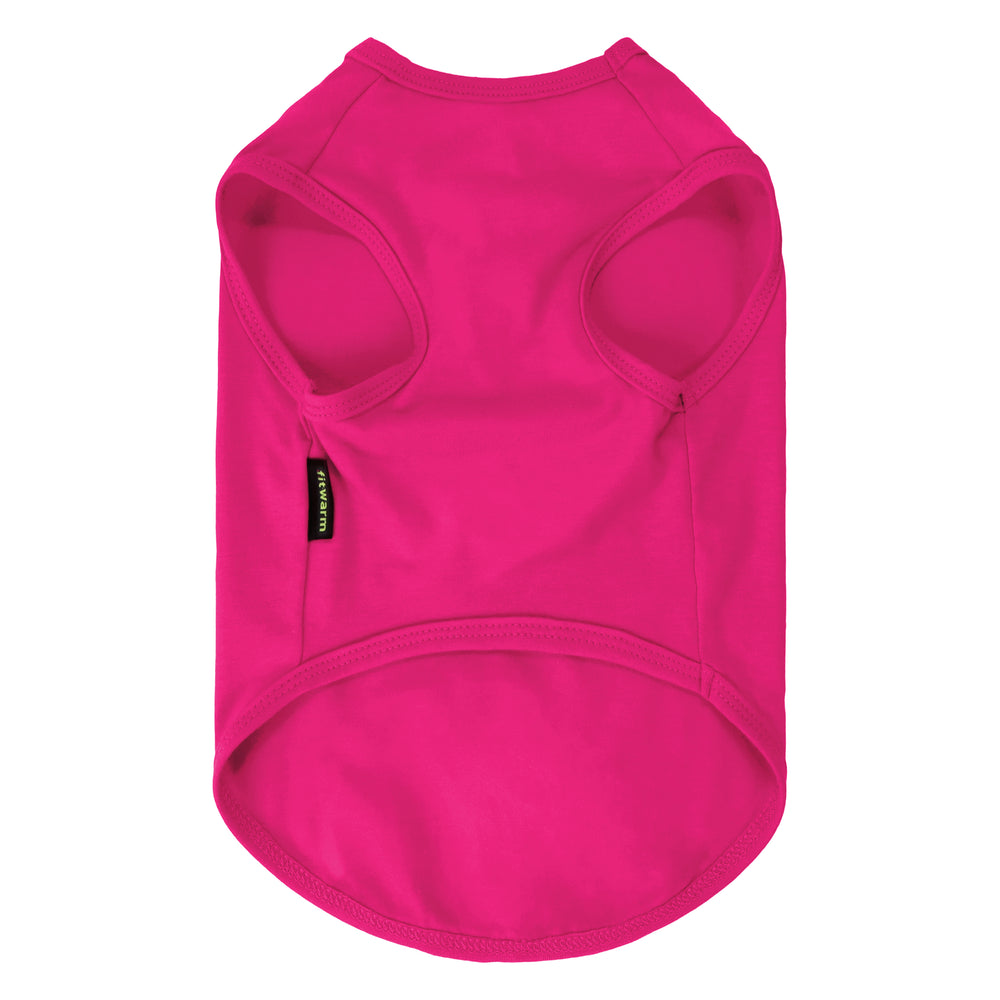 Bright pink dog tank top shown from the back