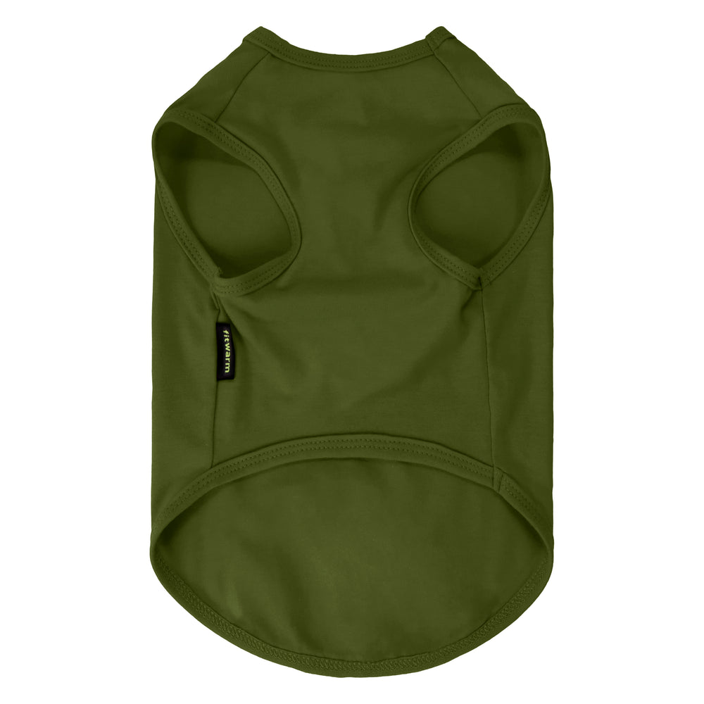 Thanksgiving olive green dog tank top shown from the back, set against a plain white background