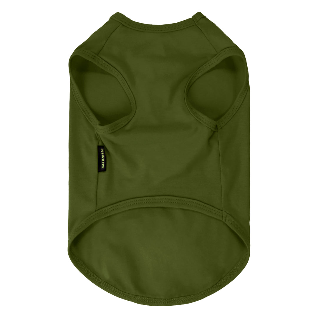 Thanksgiving olive green dog tank top shown from the back, set against a plain white background