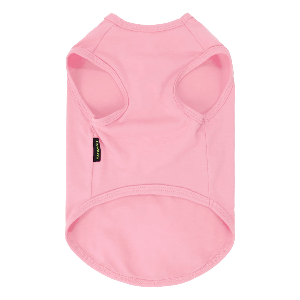 Pink dog tank top shown from the back on a plain white background.