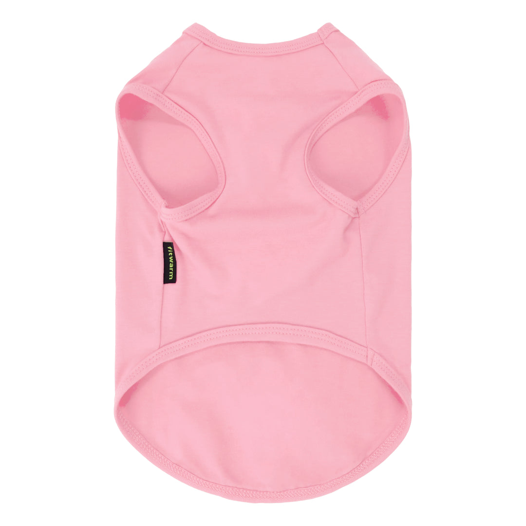 Pink dog tank top shown from the back on a plain white background.