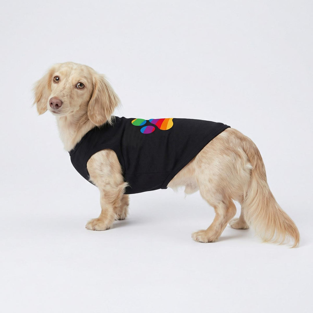 レインボーポープリントドッグシャツ