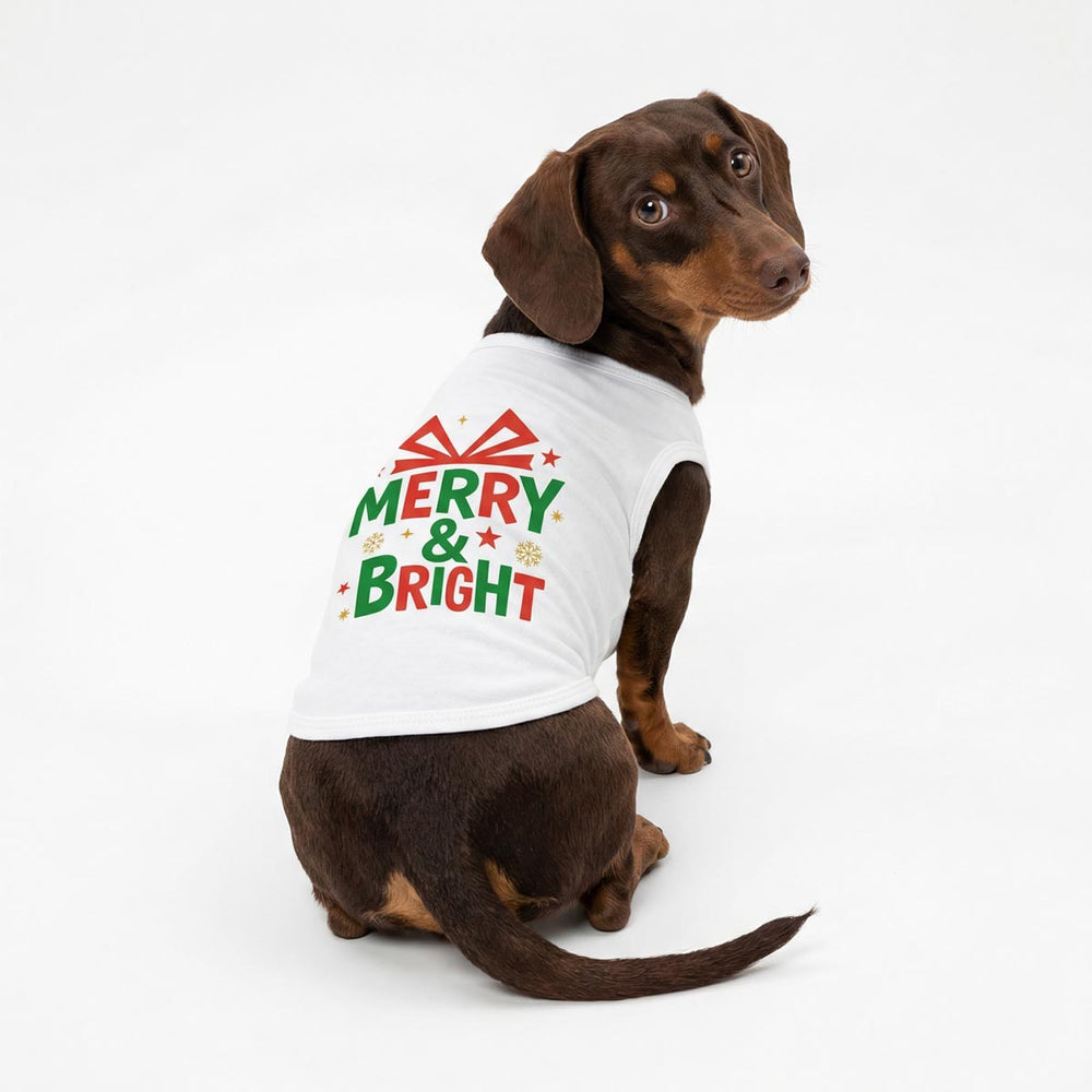 Dachshund in a Christmas dog tank top