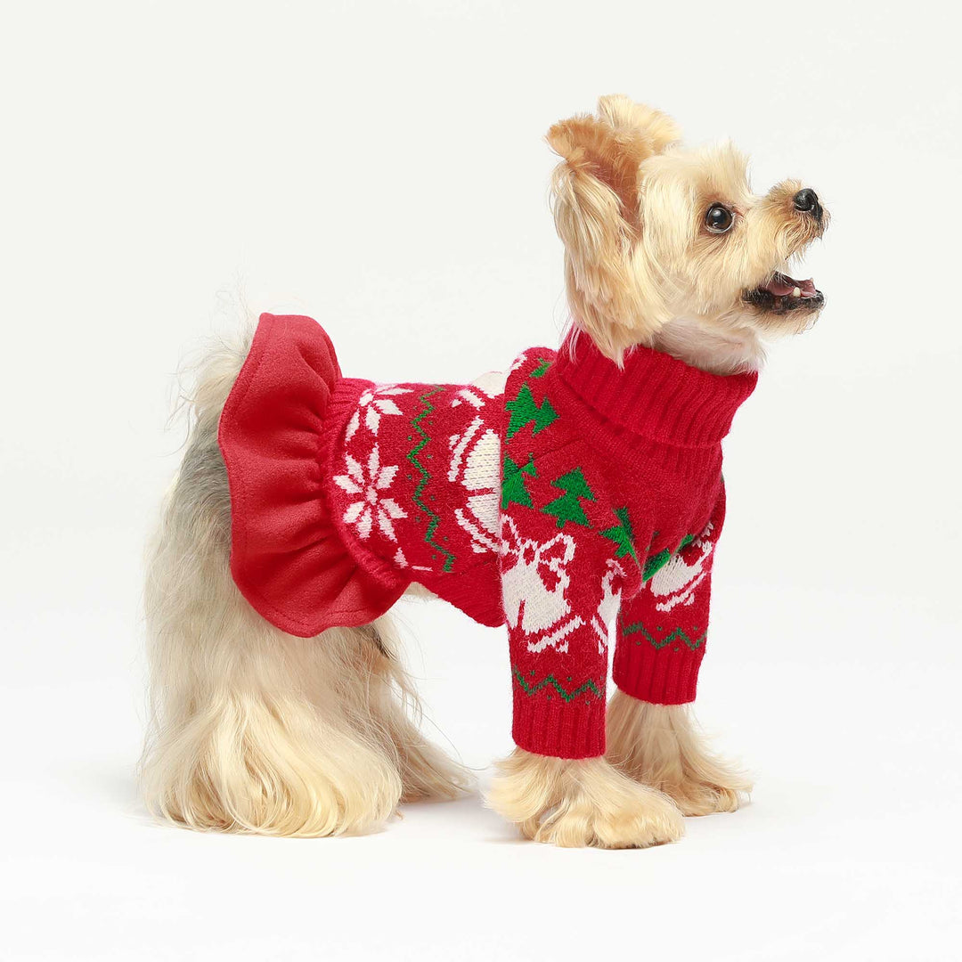 Turtleneck Dog Christmas Sweater Dress