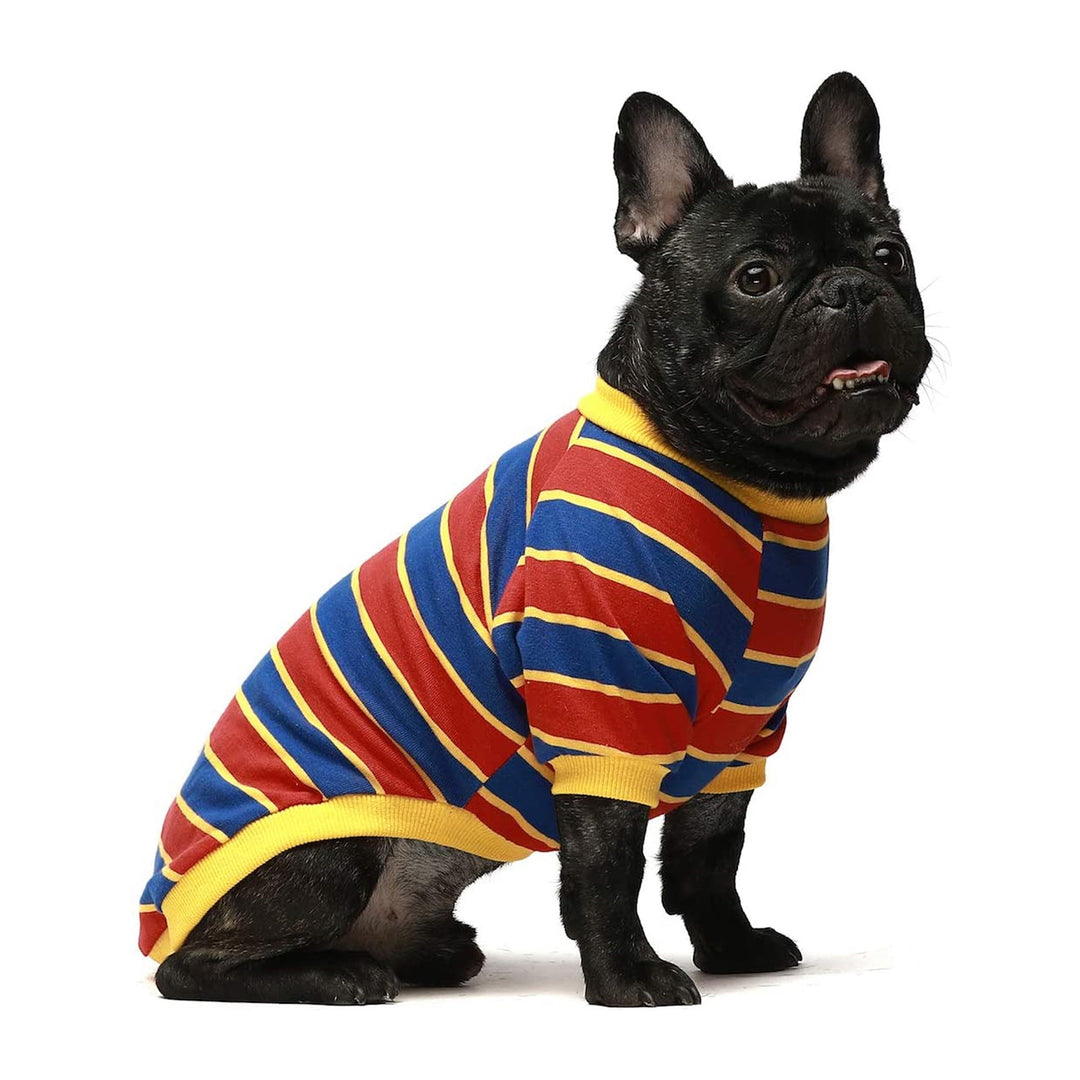 2-Pack 100% Cotton Striped White-Red french bulldog clothes
