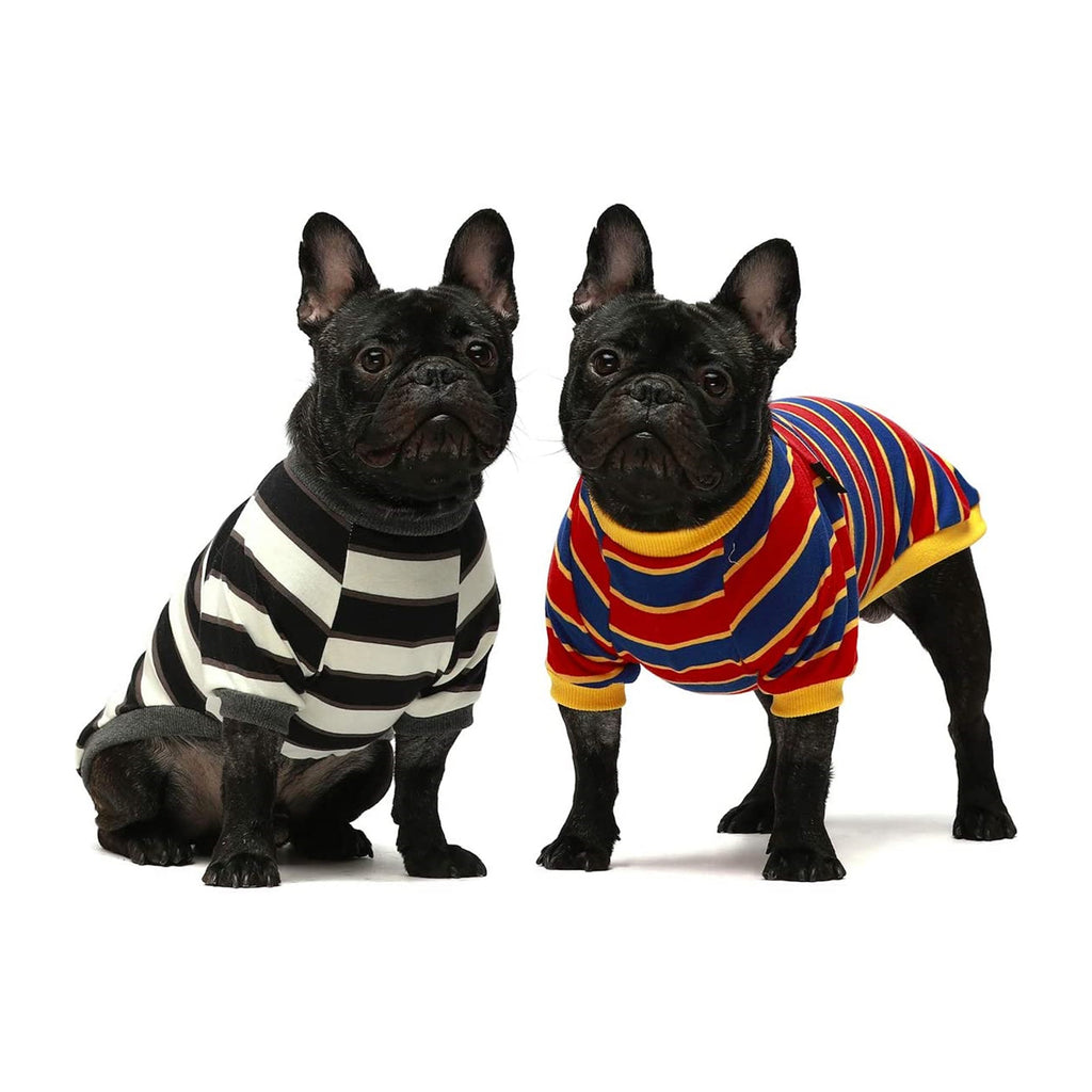 2-Pack 100% Cotton Striped Dog Shirts White-Red