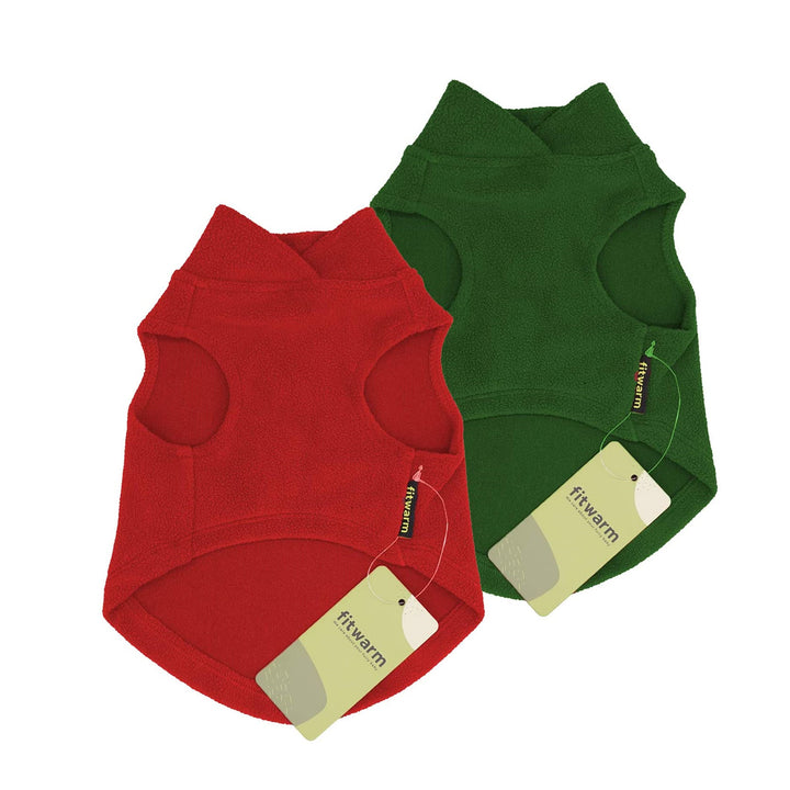 2-Pack Fleece Vest Red-Green dog clothing