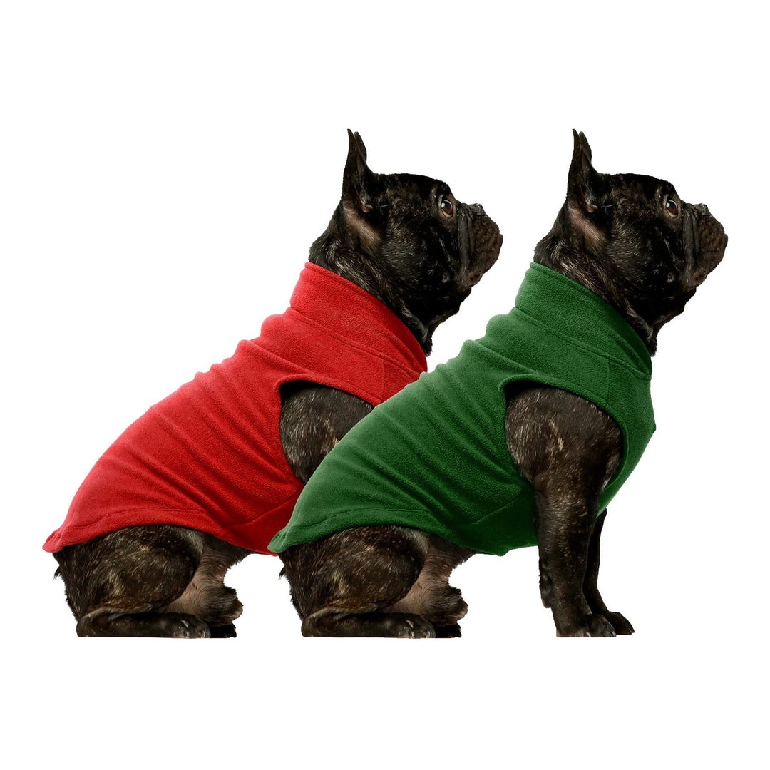 2-Pack Fleece Vest Dog Christmas Sweater Red-Green