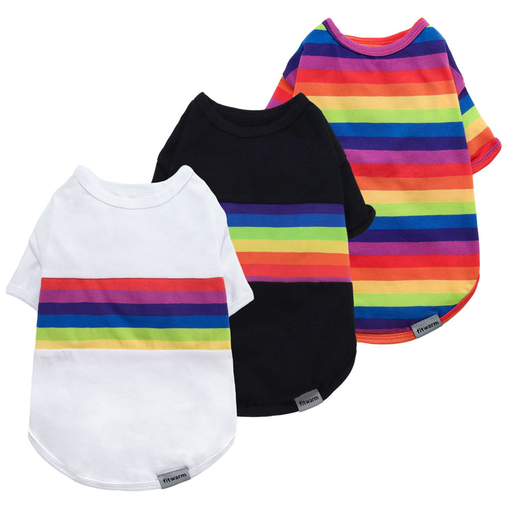 3 Pack Rainbow Striped Dog Shirt - Fitwarm