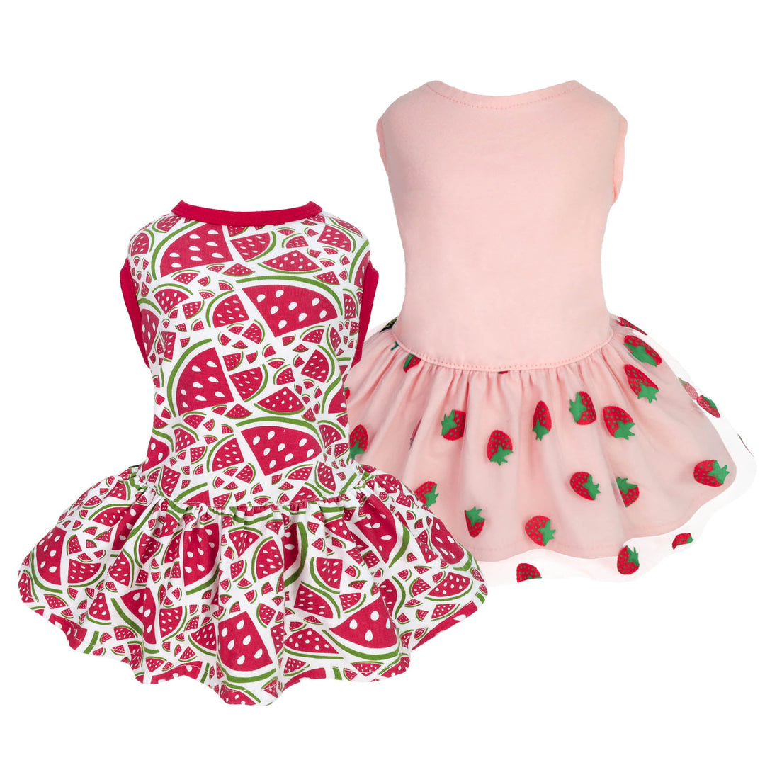 2 Pack Watermelon & Strawberry Tulle Dog Dress - Fitwarm