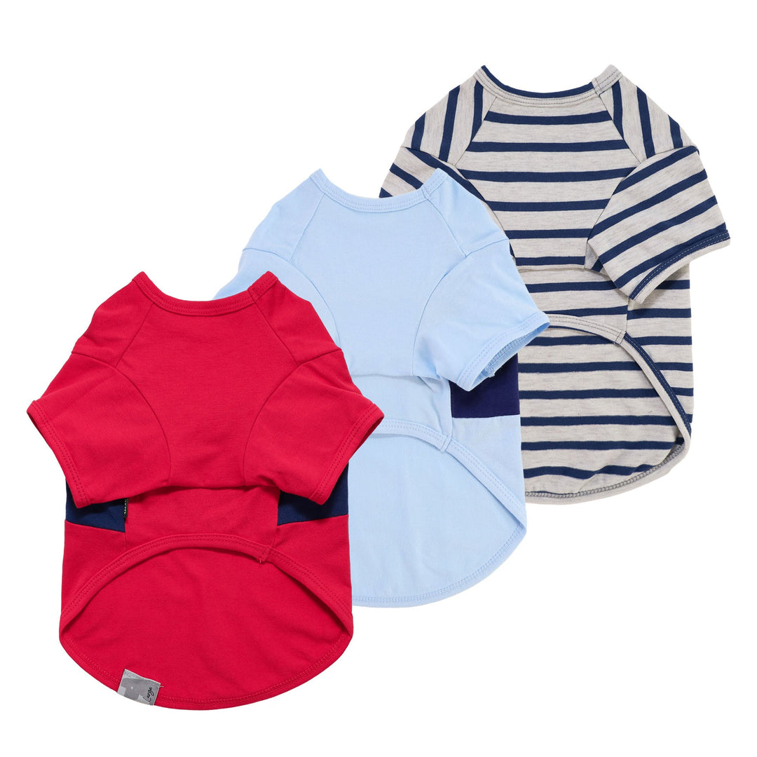 Patriotic 3 Pack Color Block Striped dog clothing