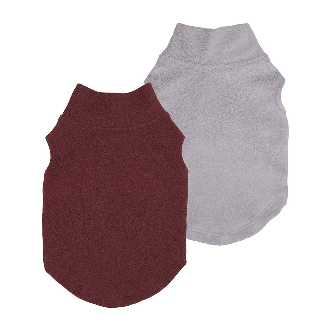 2-Pack Fleece Vest Dog Clothes Red-White - Fitwarm