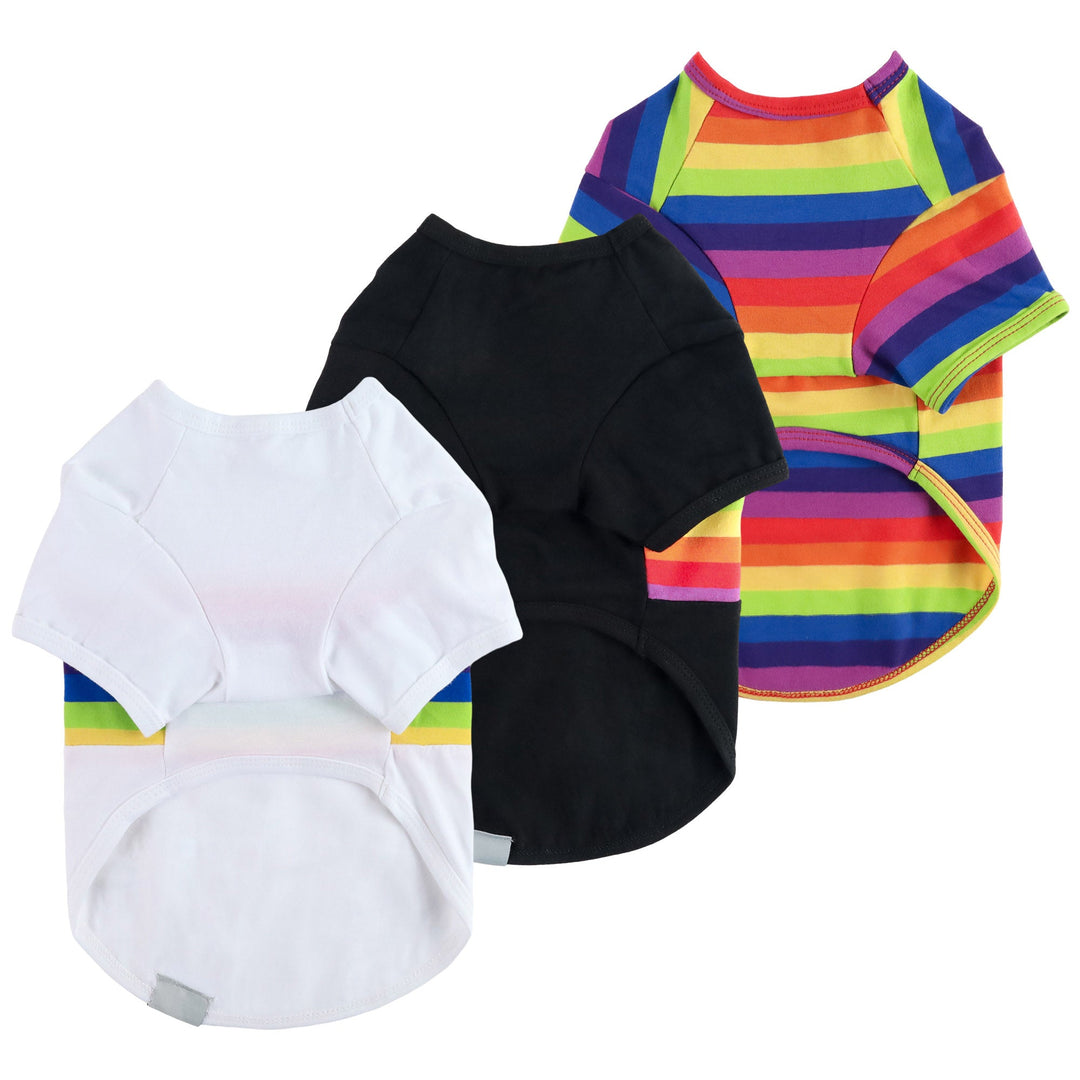 3 Pack Rainbow Striped dog clothes
