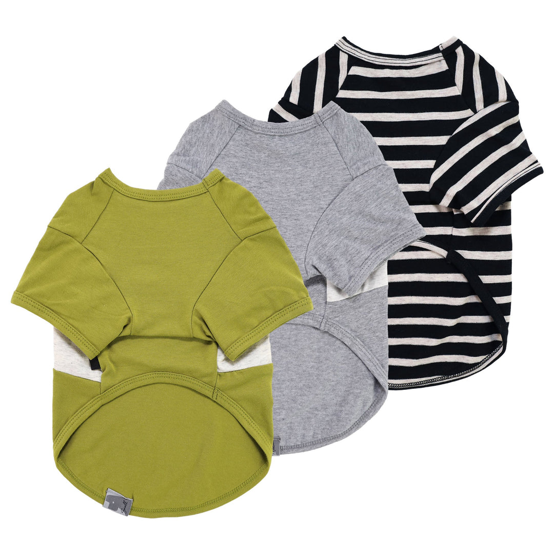 3 Pack Color Block Striped dog clothing