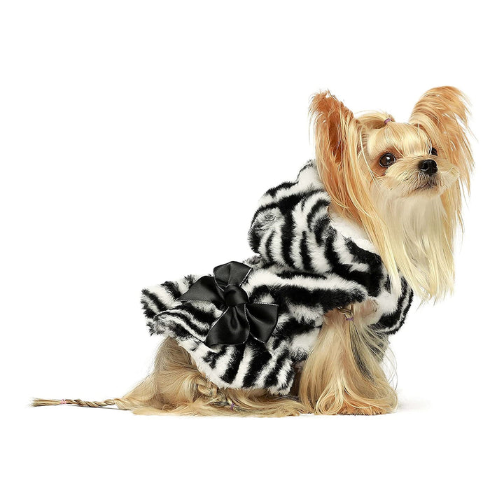 Fluffy Faux Zebra Dog Sweater