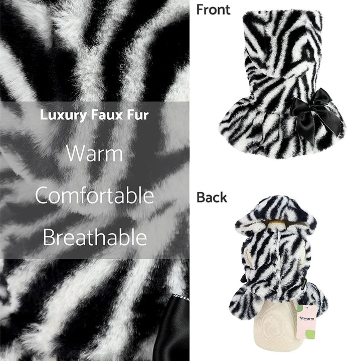 Fluffy Faux Zebra dog apparel