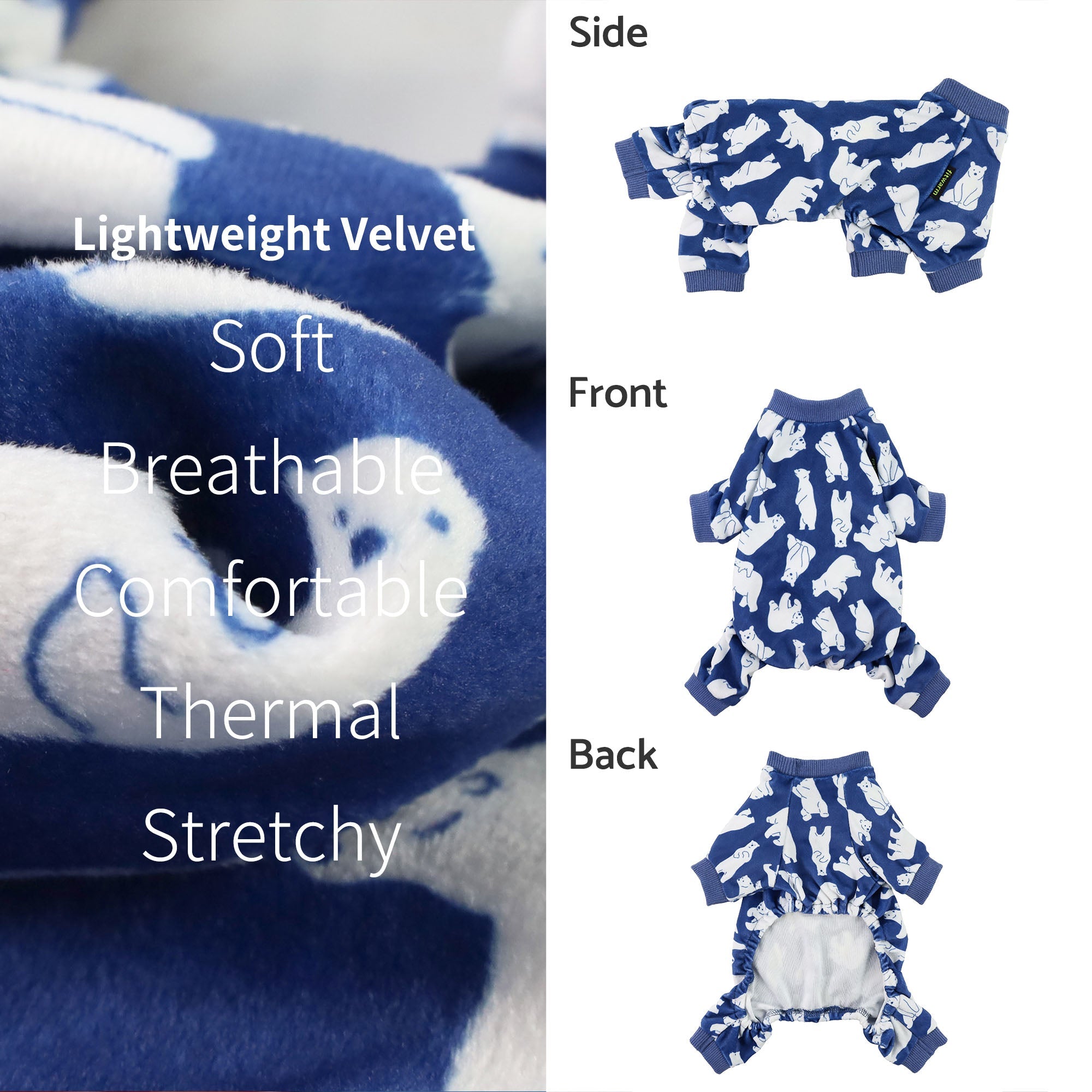 Polar Bear Dog Pajamas | Cozy Pet Onesie for Small Breeds – Fitwarm